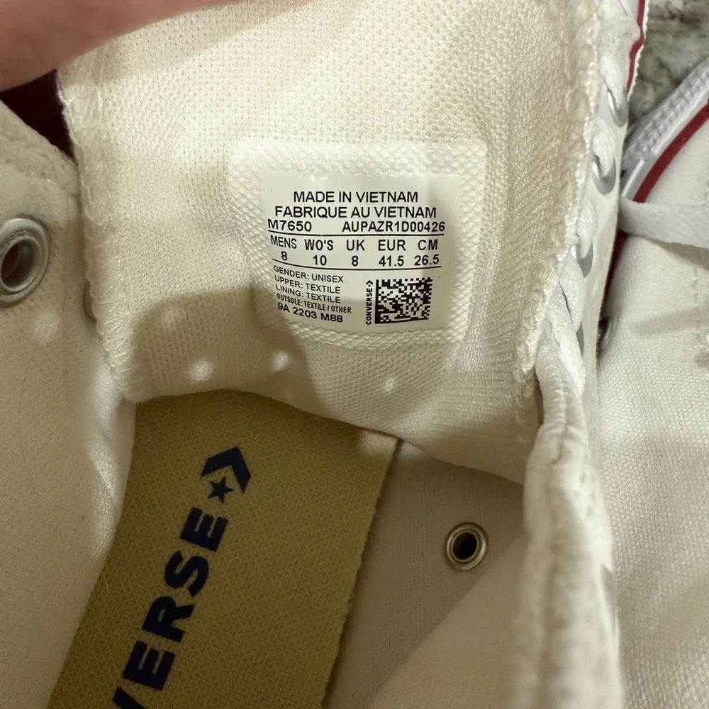 Converse White High-Tops with Red Trim - Picture 7 of 7